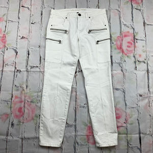 Victoria's Secret womens 2 Cargo Crop white zippered pockets skinny jeans
